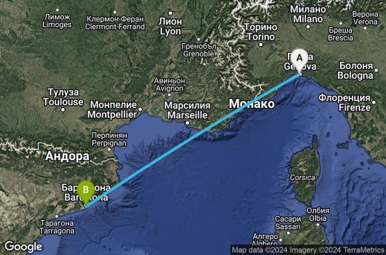 Маршрут на круиз Genoa,Barcelona - UWH9