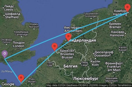 Маршрут на круиз 7 дни Великобритания, Германия, Холандия, Белгия, Франция - UWHI