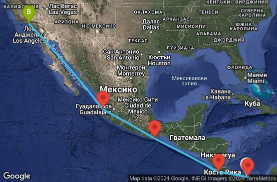 Маршрут на круиз 10 дни Панама, Коста Рика, Мексико, САЩ - 10C015