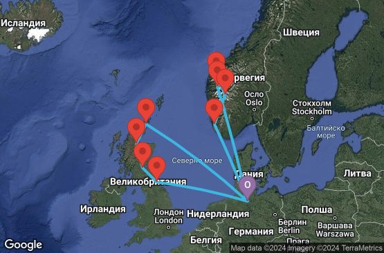 Маршрут на круиз 14 дни Германия, Великобритания, Норвегия - HAM14A0F