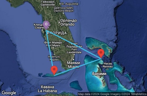 Маршрут на круиз 4 дни Кратък бахамски круиз - STBH04CNNTPATPA