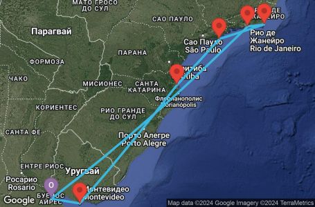 Маршрут на круиз 9 дни Аржентина, Бразилия, Уругвай - UWLD