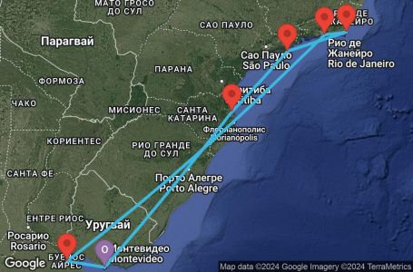 Маршрут на круиз 9 дни Уругвай, Аржентина, Бразилия - UWLX