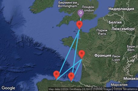 Маршрут на круиз Southampton,Bilbao,La Rochelle,Gijon,Cherbourg,Southampton - UWMY