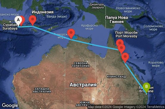 Маршрут на круиз 14 дни Круиз из Южния Пасифик - SUSP14CNNDPSBNE