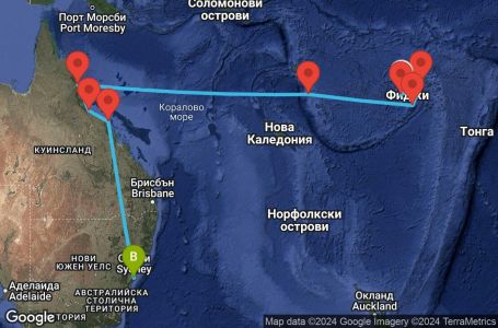 Маршрут на круиз 14 дни Круиз из Южния Пасифик - SUFJ14CNNLTKSYD