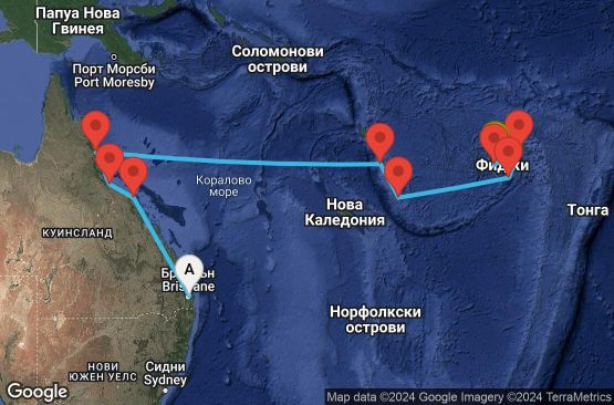 Маршрут на круиз 14 дни Круиз из Южния Пасифик - SUFJ14CNNBNELTK