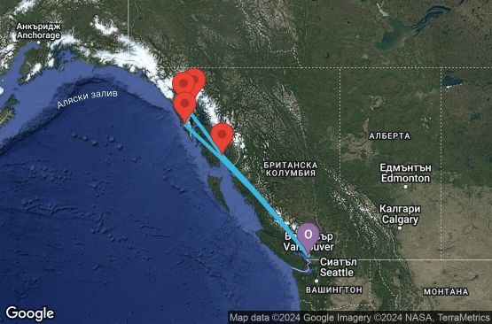Маршрут на круиз 7 дни Аляска от Ванкувър - SUNA07CNNVANVAN