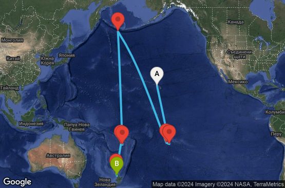 Маршрут на круиз 18 дни САЩ, Френска Полинезия, Фиджи, Нова Зеландия - 18T048