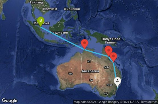Маршрут на круиз 13 дни Австралия, Сингапур - 13K063