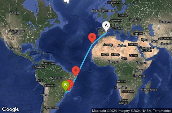 Маршрут на круиз 14 дни Испания, Бразилия - UWEE