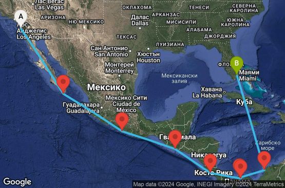 Маршрут на круиз 15 дни Кариби и Панамския канал - JAPC15CNNSANMIA