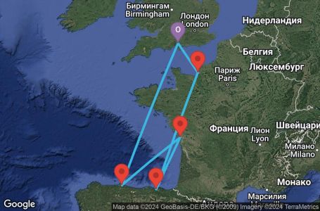 Маршрут на круиз United Kingdom,Spain,France - UWQF