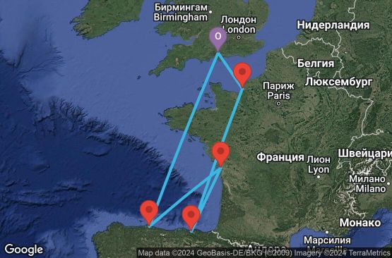 Маршрут на круиз United Kingdom,Spain,France - UWQF