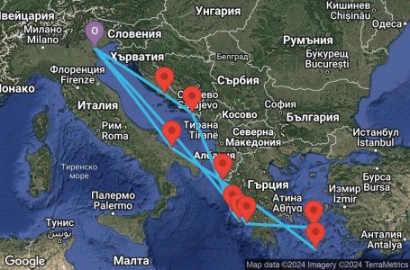 Маршрут на круиз 14 дни Италия, Гърция, Хърватска - PMA14A1D