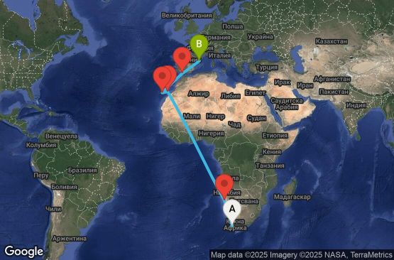 Маршрут на круиз 18 дни Южна Африка, Намибия, Испания - CPT18A0B
