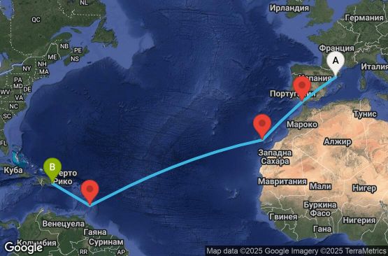 Маршрут на круиз 13 дни Испания, Барбадос, Доминиканска република - BCN13A0O