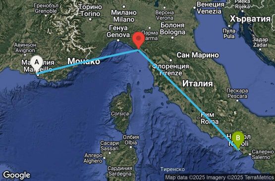 Маршрут на круиз Marseille,La Spezia,Naples - UWMR