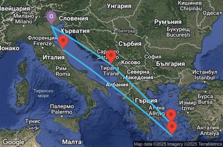 Маршрут на круиз 7 дни Италия, Черна гора, Гърция - UWUA