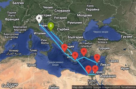 Маршрут на круиз 11 дни Италия, Гърция, Кипър, Египет, Хърватска - UWUB