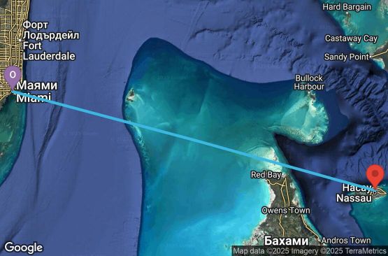 Маршрут на круиз 4 дни САЩ, Бахамските острови - 04Z252