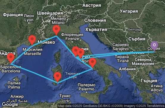 Маршрут на круиз Круиз за цялото семейство през юли