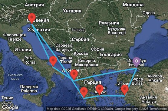 Маршрут на круиз 9 дни Турция, Гърция, Италия - UWLU