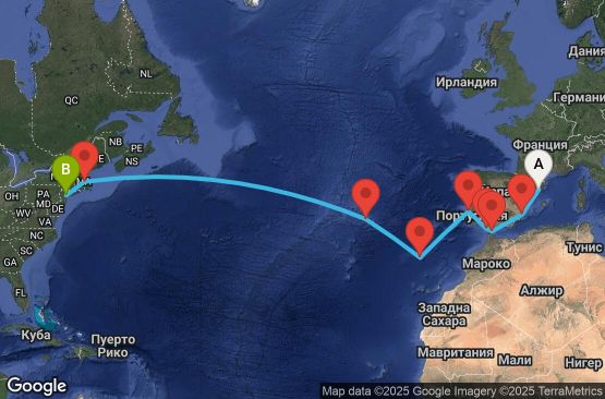 Маршрут на круиз 19 дни Испания, Гибралтар, Португалия, САЩ - UWSO