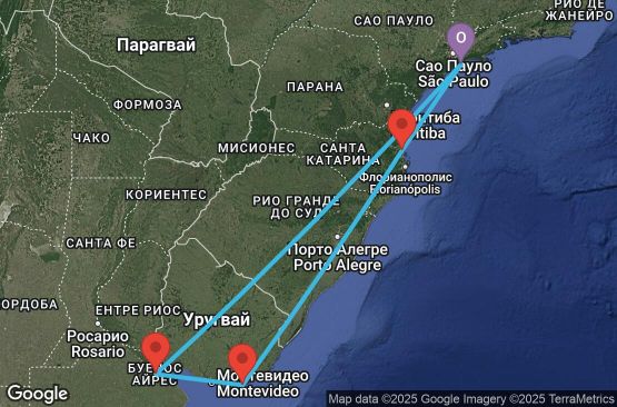 Маршрут на круиз 7 дни Бразилия, Уругвай, Аржентина - UWX5
