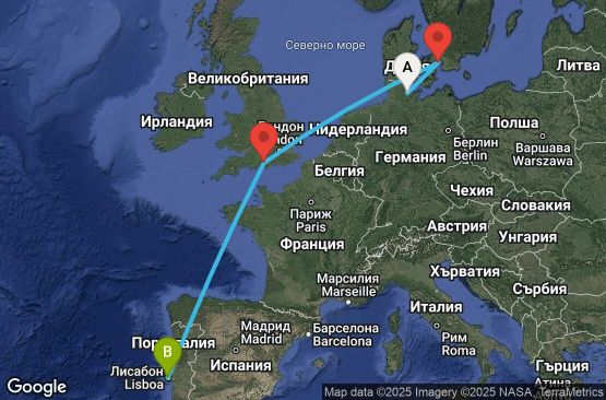 Маршрут на круиз 7 дни Германия, Дания, Великобритания, Португалия - UVQY