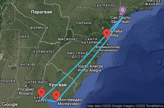 Маршрут на круиз 7 дни Бразилия, Уругвай, Аржентина - UV1B