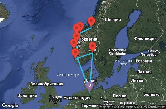 Маршрут на круиз 11 дни Германия, Норвегия - UW2N