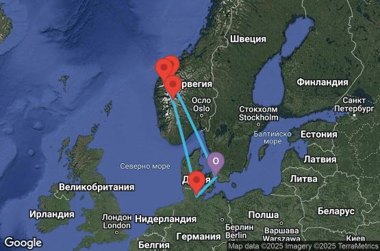 Маршрут на круиз 7 дни Дания, Норвегия, Германия - UWCC