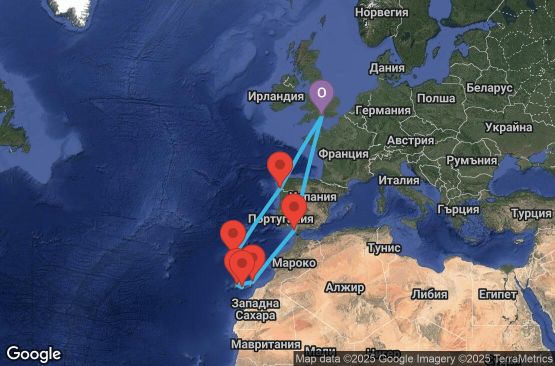 Маршрут на круиз 12 дни Великобритания, Испания, Португалия - UV2H