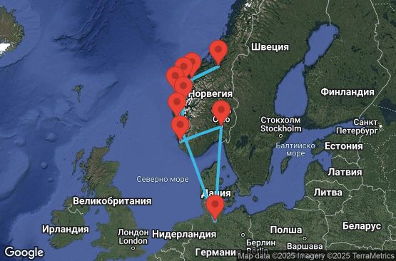 Маршрут на круиз 13 дни Германия, Норвегия - UTPM