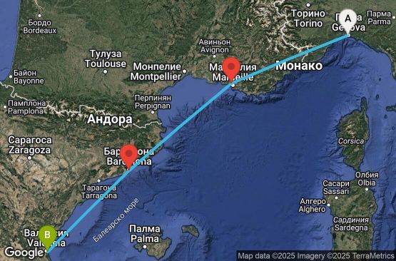 Маршрут на круиз 3 дни Италия, Франция, Испания - UVI6