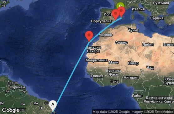 Маршрут на круиз 12 дни Бразилия, Испания - UV1E