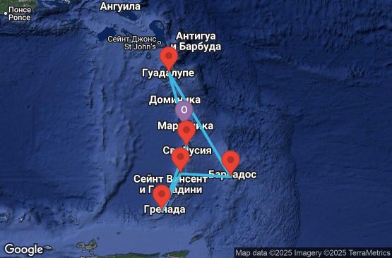 Маршрут на круиз 7 дни Мартиника, Гваделупа, Барбадос, Сейнт Винсент и Гренадини, Гренада, Сейнт Лусия - UVTZ