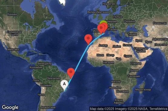 Маршрут на круиз 15 дни Бразилия, Испания - UV1C