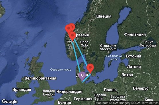 Маршрут на круиз 7 дни Германия, Дания, Норвегия - UU6Y