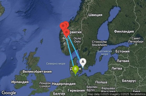 Маршрут на круиз 6 дни Дания, Норвегия, Германия - UU6Z