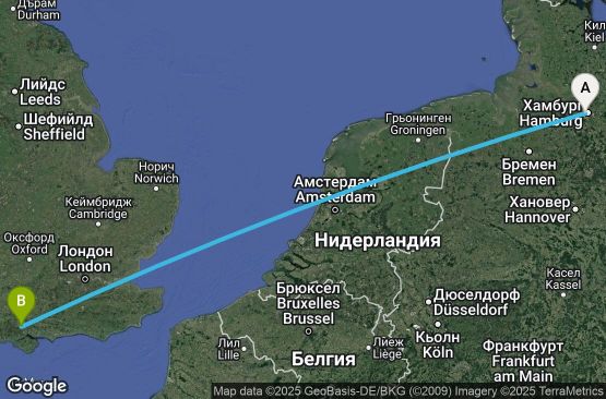 Маршрут на круиз 2 дни Германия, Великобритания - UWIQ