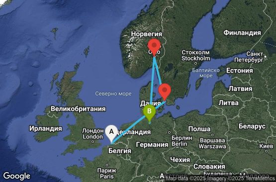 Маршрут на круиз 5 дни Белгия, Дания, Норвегия, Германия - UWJH