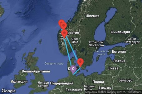 Маршрут на круиз 7 дни Германия, Дания, Норвегия - UX2I