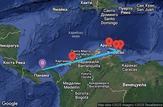 Маршрут на круиз 7 дни Панама, Колумбия, Нидерландски Антили - 7IP208