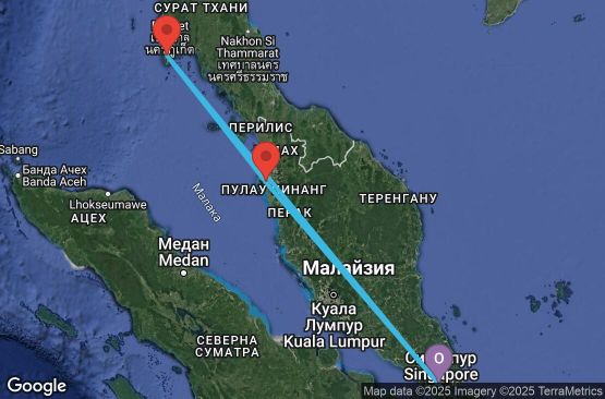 Маршрут на круиз 4 дни Сингапур, Малайзия, Тайланд - 04I842