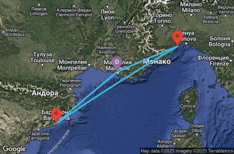 Маршрут на круиз 3 дни Франция, Италия, Испания - MRS03200
