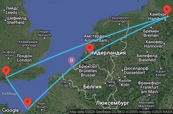 Маршрут на круиз 7 дни Белгия, Франция, Великобритания, Германия, Нидерландия - UXCO