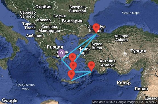 Маршрут на круиз Greece, Turkey - ATH07A1I
