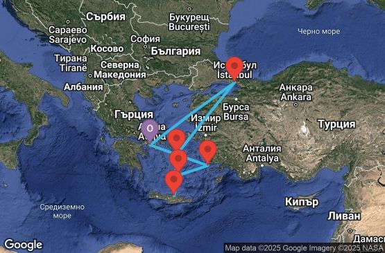Маршрут на круиз Greece, Turkey - ATH07A1J